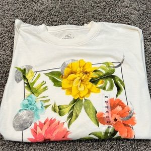 O’Neill long sleeve t-shirt, cream/off white color with floral print. Never worn